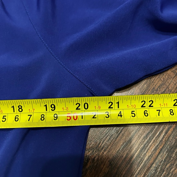 Woolf Bros Vintage 90s Light Academia  Cobalt Electric Blue High Neck Blouse M - Picture 6 of 7